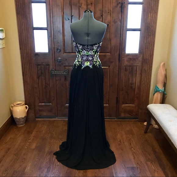 JVN Jovani Black Floral Embroidered Gown! #50057 - Picture 2 of 6